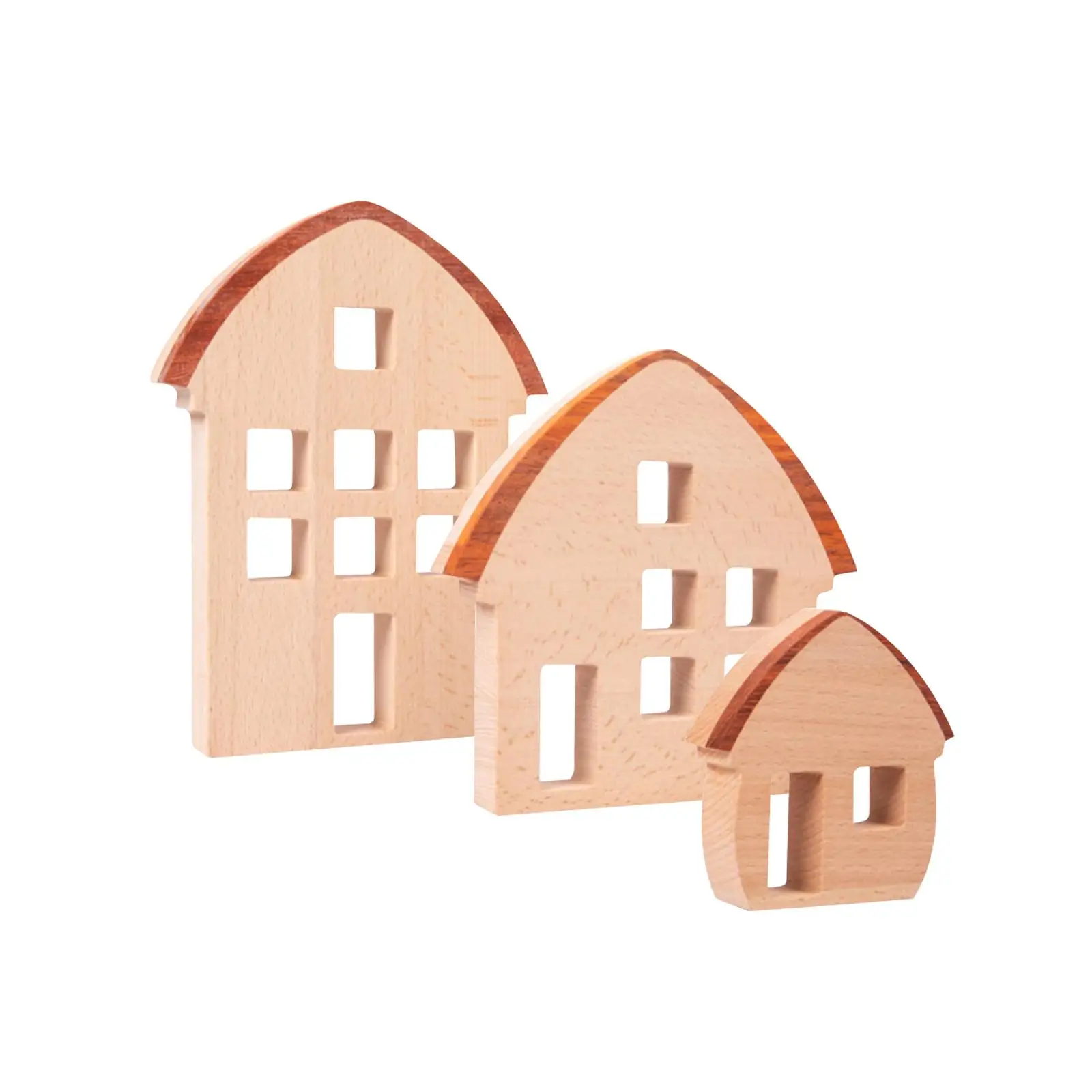 3 Pieces Wood House Birthday Gift Centerpiece for Boys Girls Ages 3-6 Home