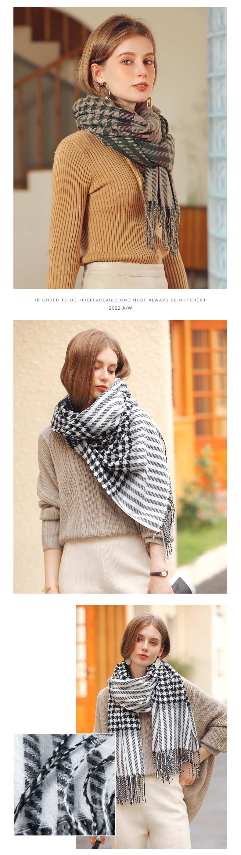 Mode Grün Schal Frauen Design Kaschmir Schals Für Männer Dame Schal Wraps Quaste Pashminas_voghion.com