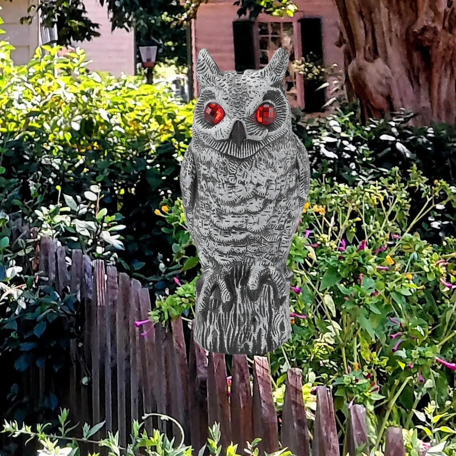 Fake Owl Bird Deterrent Decoygarden Scarecrow Resin Red Eyes Scare Statue Squirrel Deterrents for Lawn Home Garden
