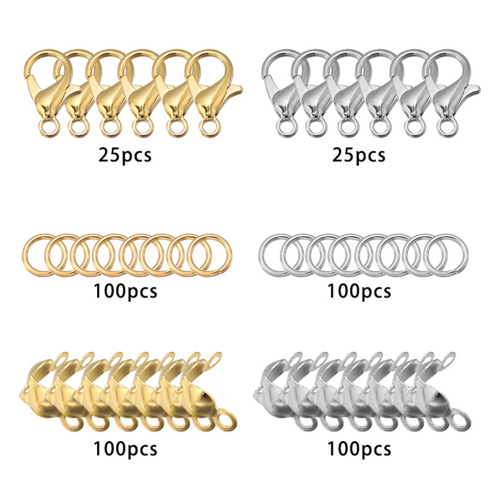 450x Jump Rings Split Rings Lobster Clasps Hooks Jewelry Making for DIY