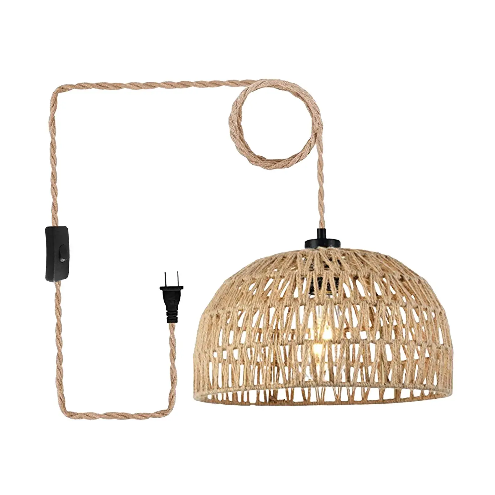 Pendant Lamp Shade Decorative Retro Style Chandelier Fashionable Woven Lampshade for Cafe Farmhouse Room Hotel Decoration