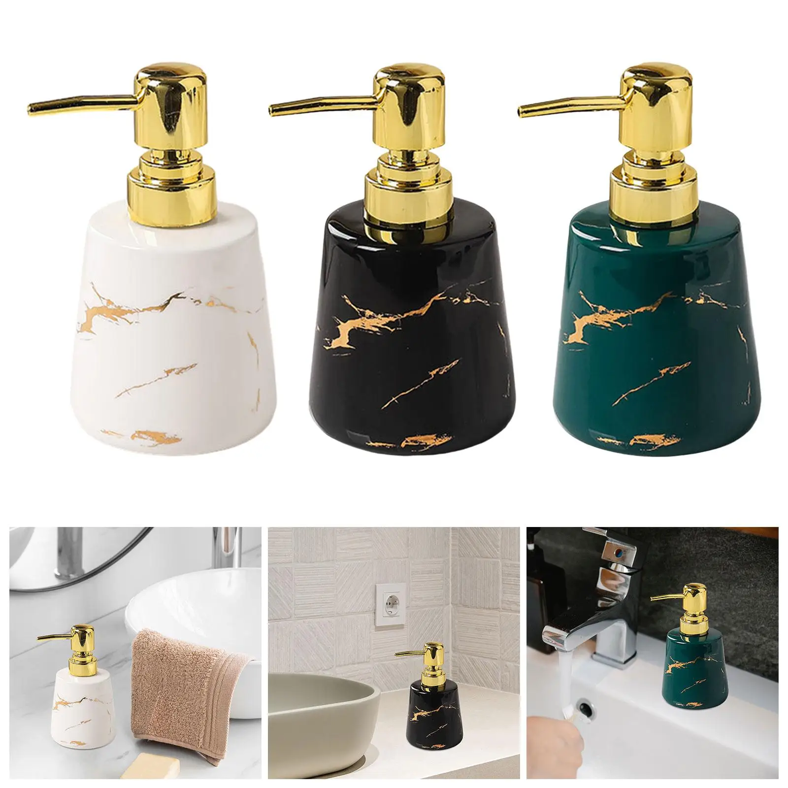 Pump Soap Dispenser Liquid Hand Soap Dispenser Stylish Elegant Sturdy Ceramic Bathroom Liquid Container Refillable for Hotel