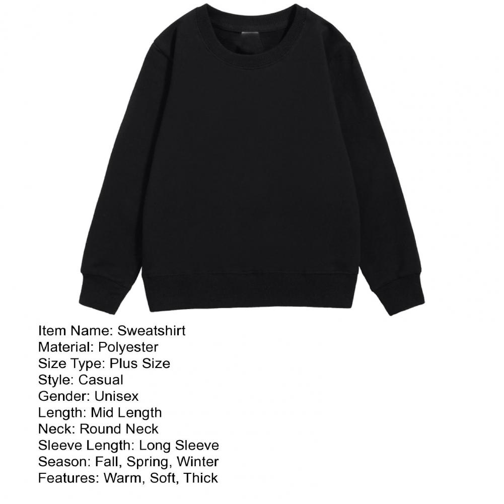 Description Picture 3 of itemSoft Fabric Sweatshirt Cozy Plus Size Unisex Sweatshirt Thick Plush Mid Length Pullover for Fall Winter Soft Elastic Solid Color