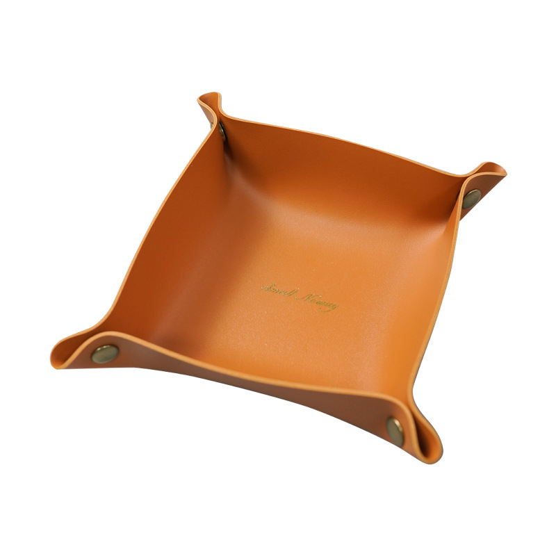 Description Picture 5 of itemNordic Leather Storage Box Deskto Jewelry Cosmetic Key Storage Basket Folding Storage Case Table Organizer