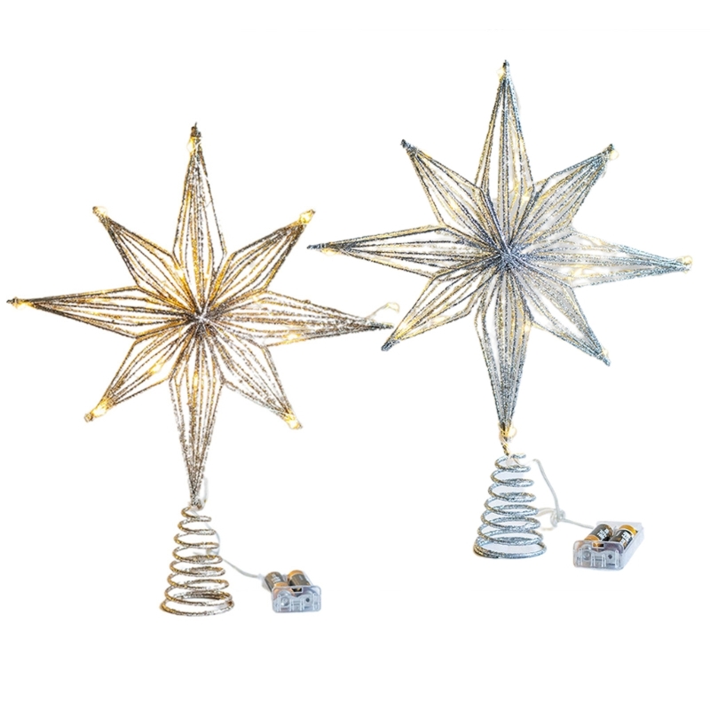Description Picture 2 of itemChristmas Tree Toppers Star with LED String Lights Ornament for Home Decorations