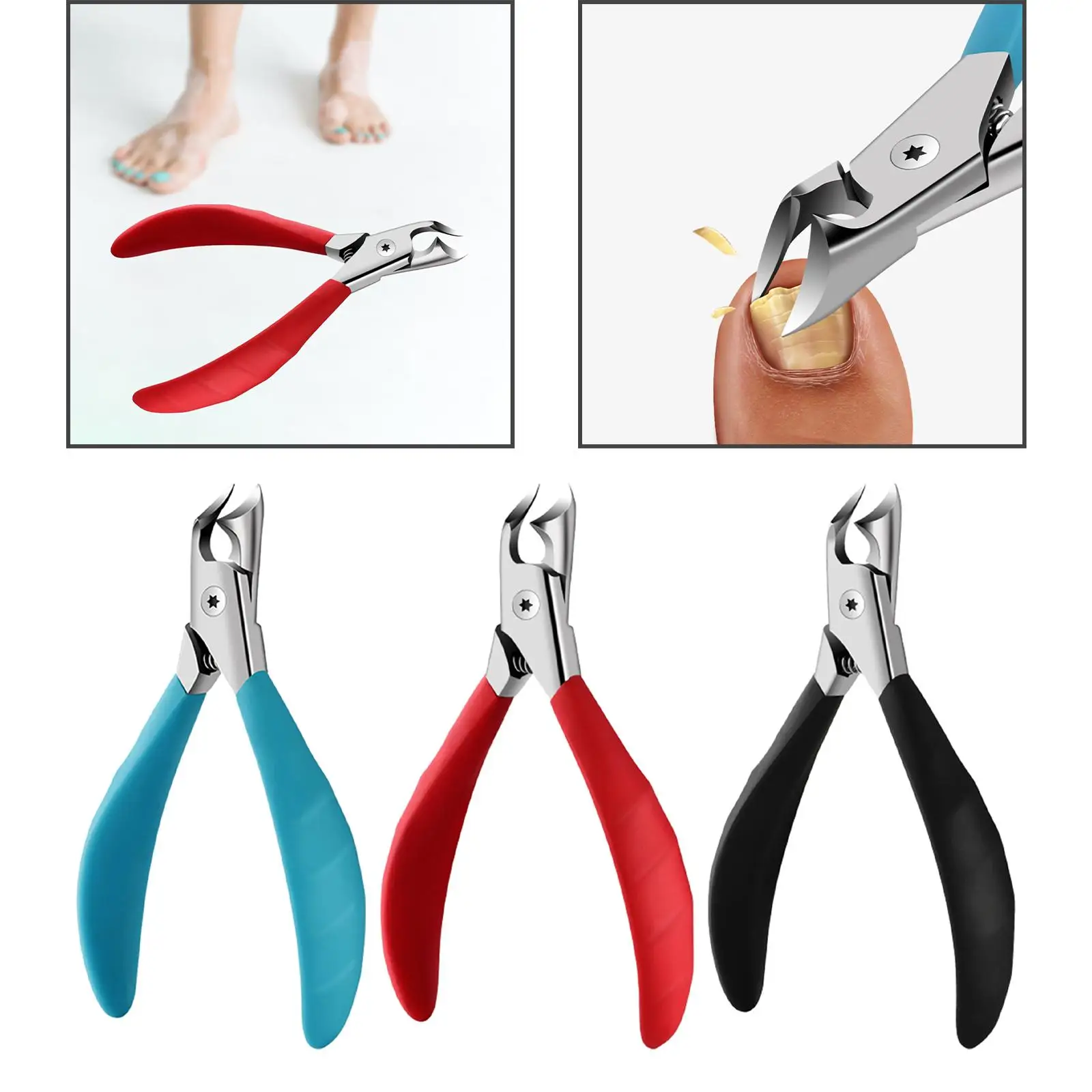 Toenail Clippers with Spring Precision Scissors Curved Nonslip Handle Thick Nails Cutter for Ingrown Toenail Treatment Home SPA