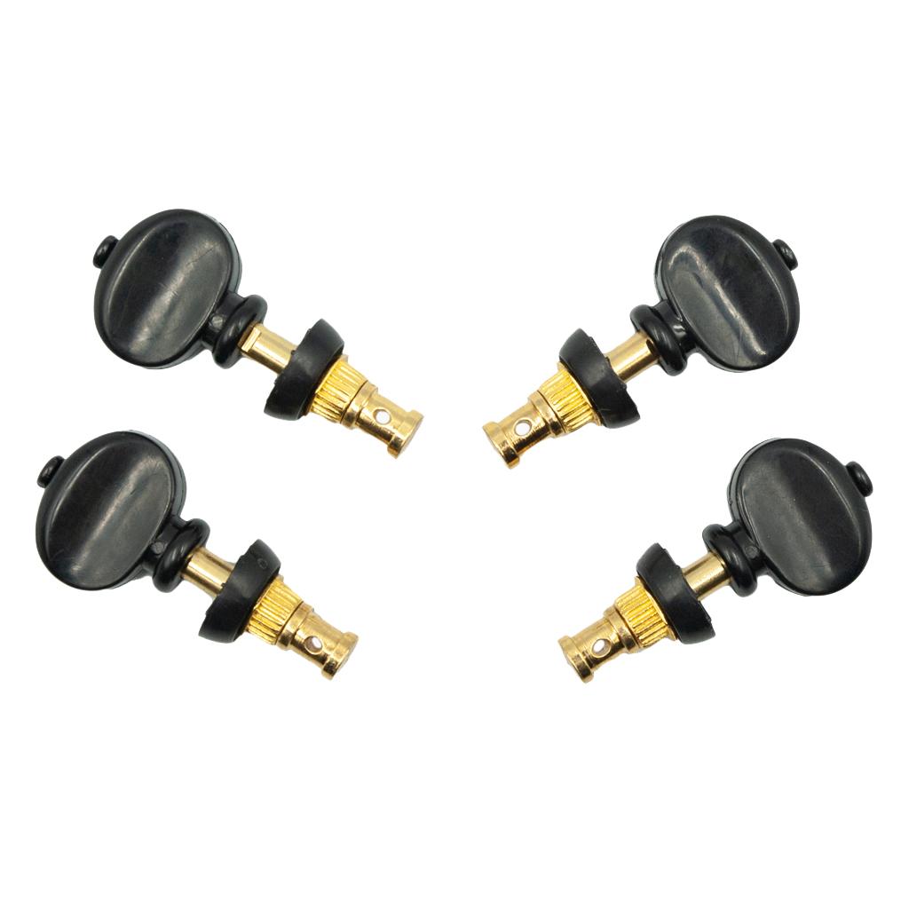 4 Pieces Straight Ukulele Strings Tuning Pegs Pin Machines  black            +Golden
