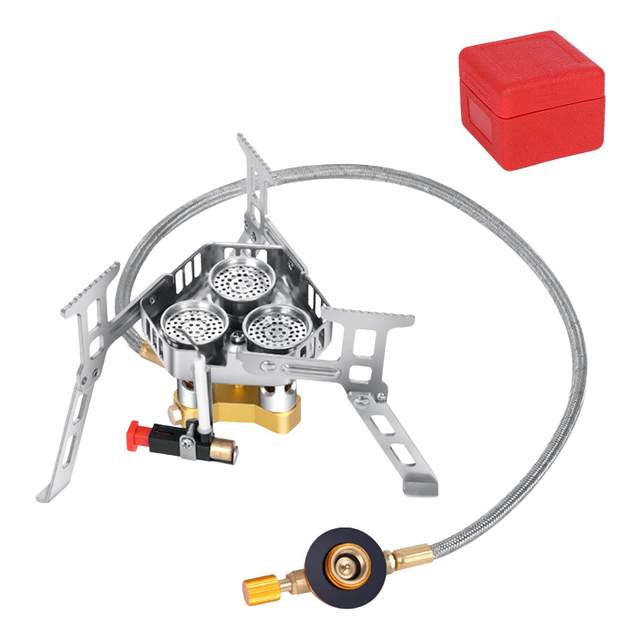 Folding Camping Gas Stove Windproof with Piezo Ignition Backpacking Stove Camp