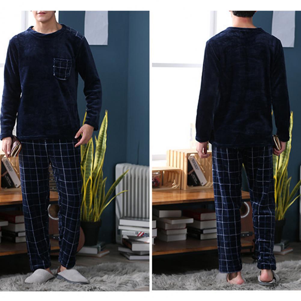 Title 8, 2 Pcs/Set Men Winter Pajamas Set Long Sleeve Th...