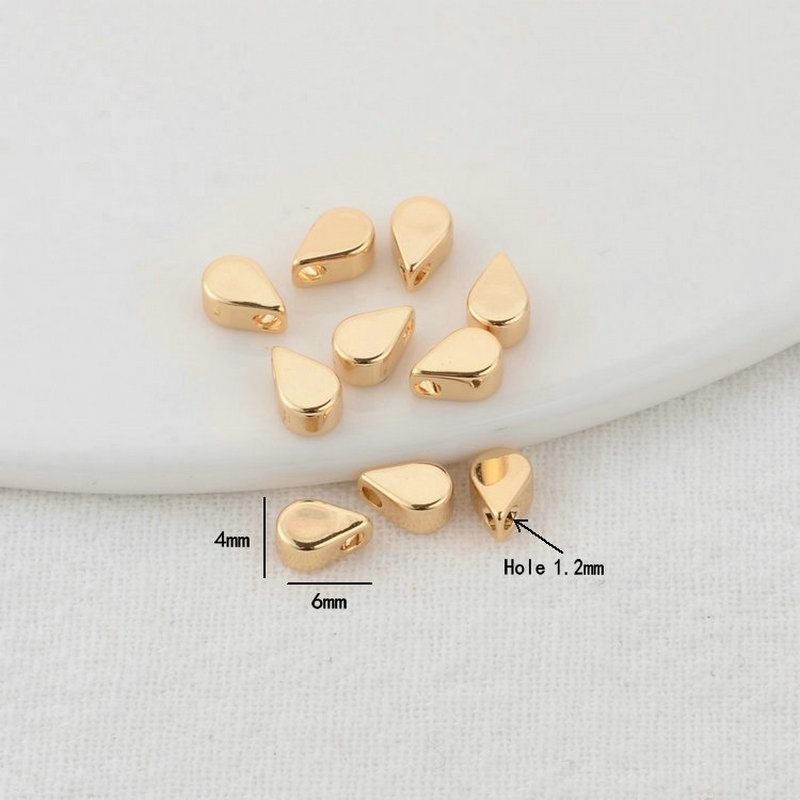 20PCS 4*6MM 14K Gold Farbe Überzog Messing Drop Form Spacer Perlen Flache Armband Perlen Hohe qualität Diy Schmuck Zubehör – Detail 1