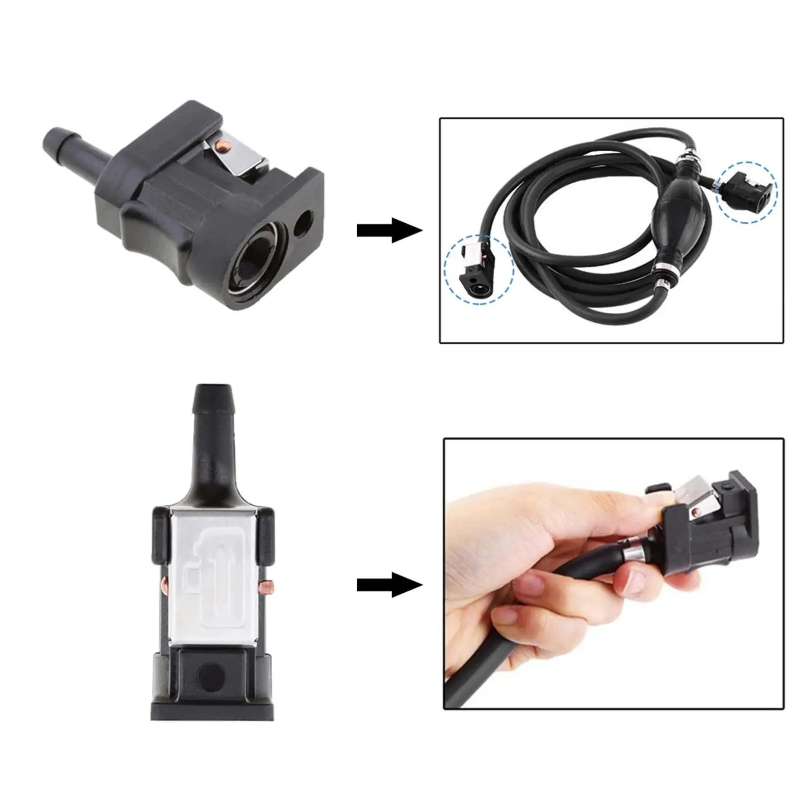2x 6mm  Line Connector Fittings Compatible with  Outboard Motor Fuel Tank Hose 