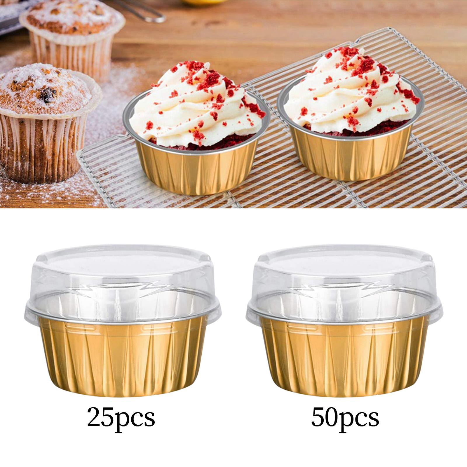 Round Aluminum Muffin Cups Heat Resistant Cupcakes Liners Cups for Cookies Ramekins Bakery