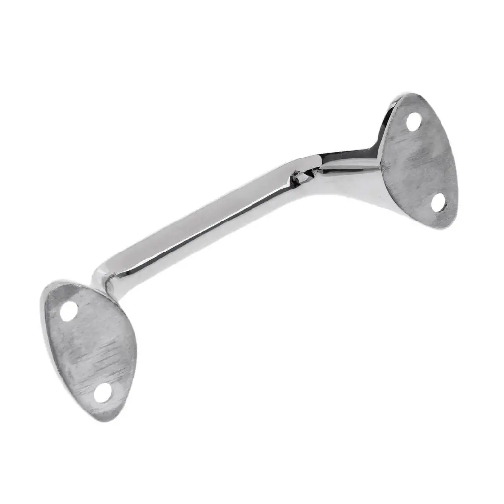 Polished 316 Stainless Heavy Duty Boat Marine Grab Handle Hand Rail Hardware, Length 6-inch with 4 Holes 1/4inch