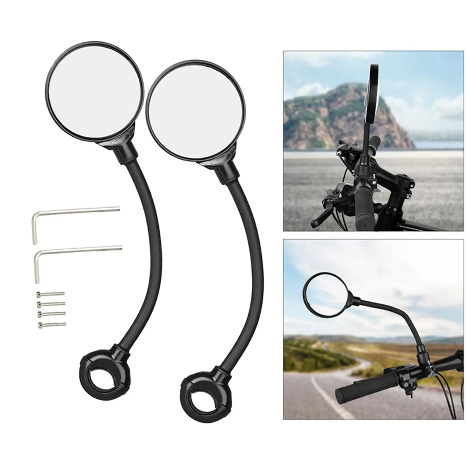 2Pcs  Mirror Bicycle Rear View Mirrors  Rotatable Motorcycle