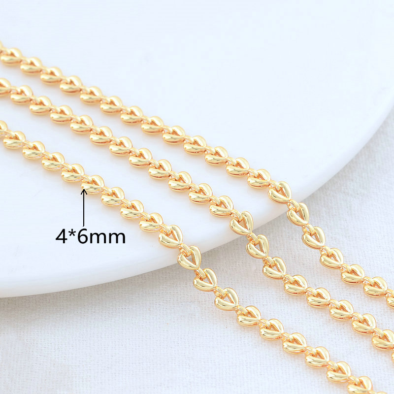 4*6mm 14 Karat vergoldete Messing Herz kette für Schmuck herstellung DIY Halskette Armbänder Kette Schmuck herstellung Lieferungen – Detail 4