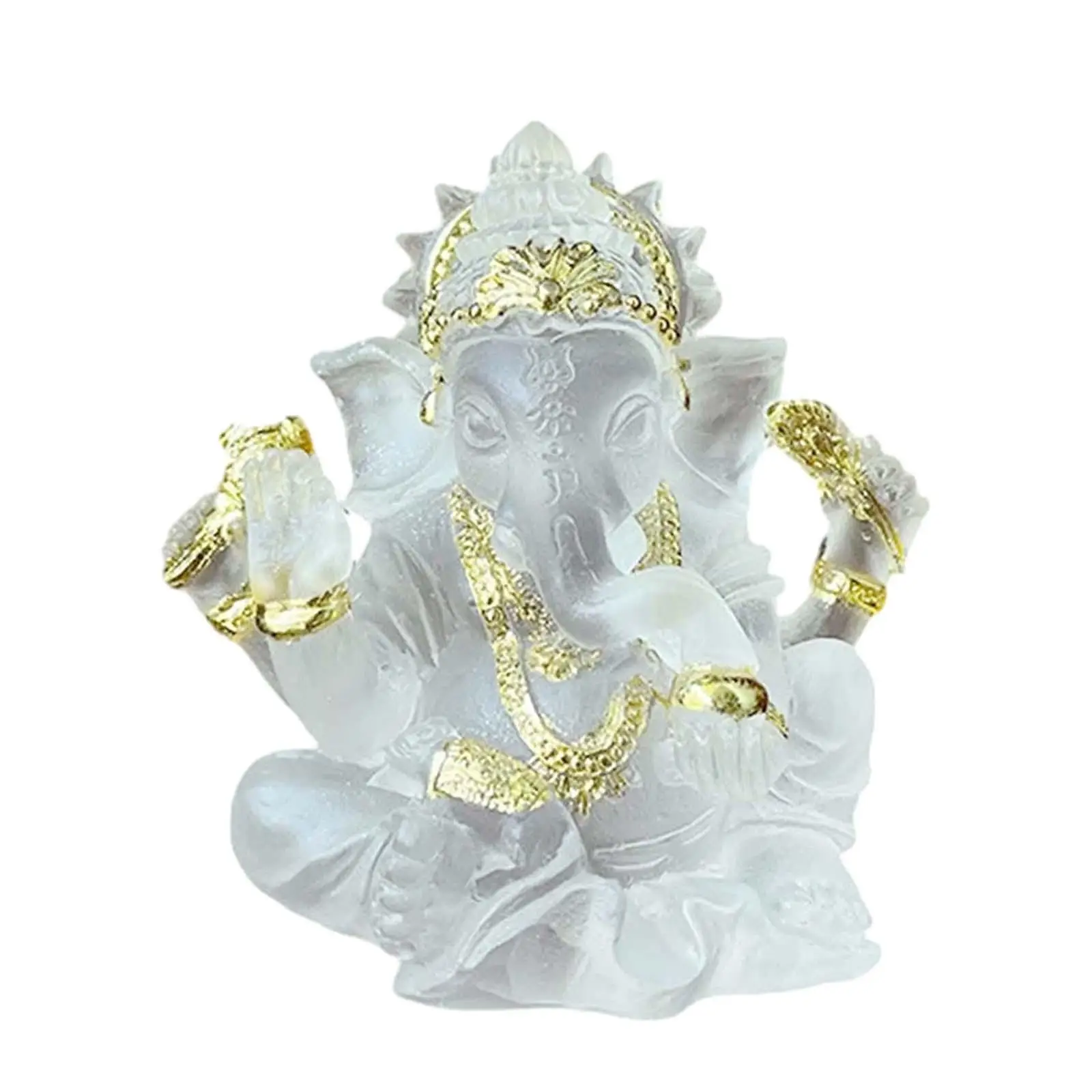 Translucent Elephant Ganesha Buddha Statue Lifelike Vivid Height 8cm Collection Craft for Home Office Tabletop Easily Clean
