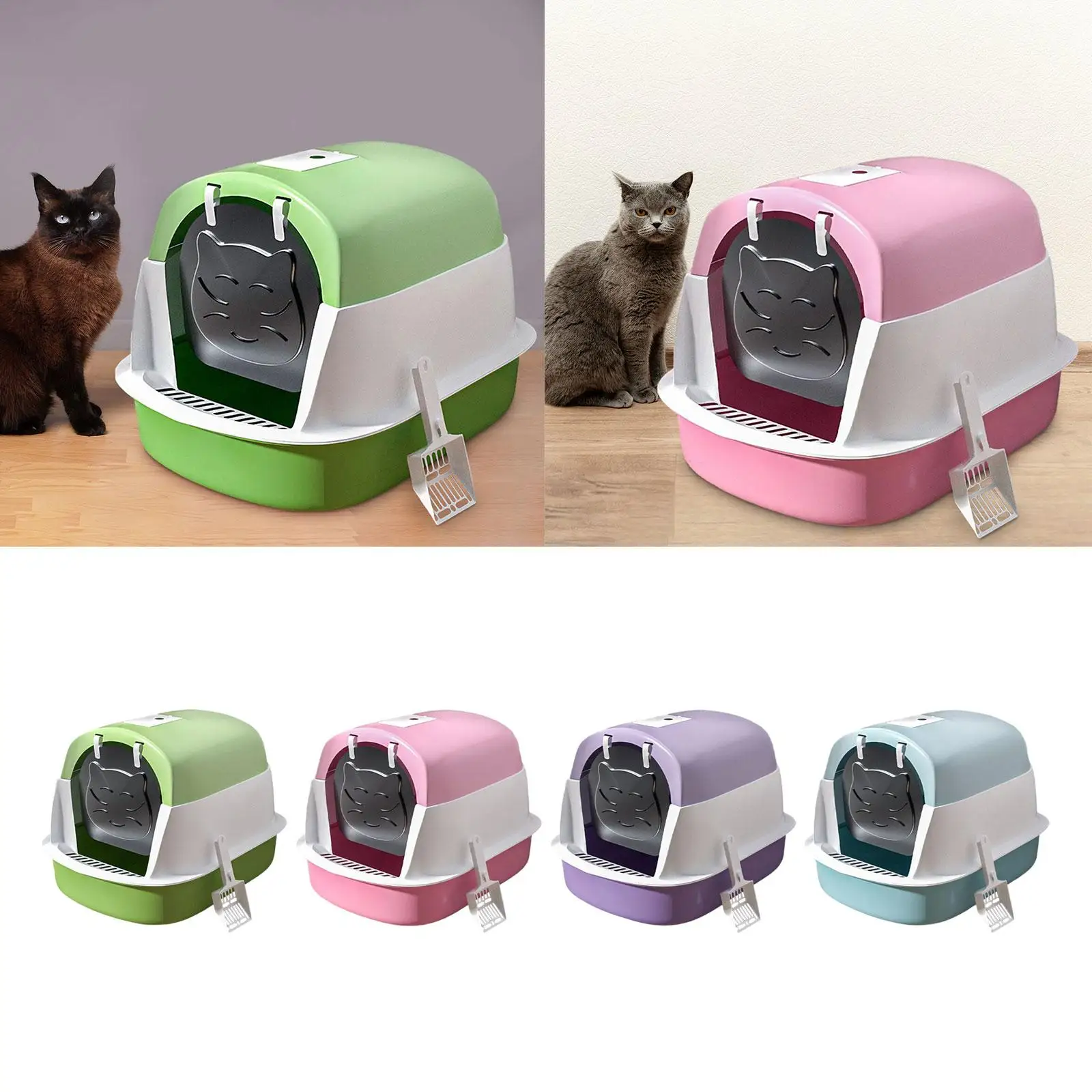 Cat Litter Box with Hood and Lid Pet Litter Box Closed Litter Box Durable