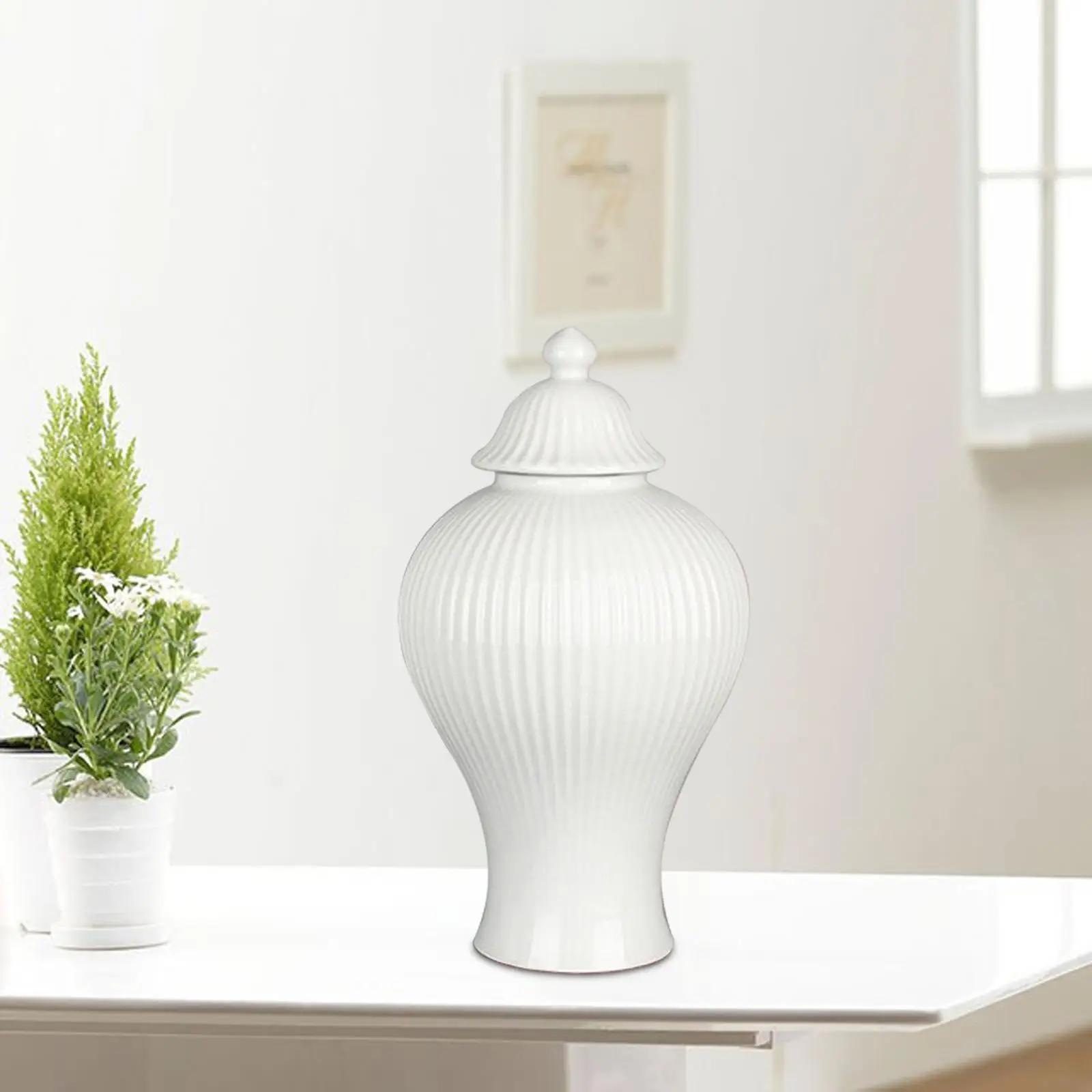 Ceramic Ginger Jar Decorative Jars with Lid Flower Vase Table Centerpiece for