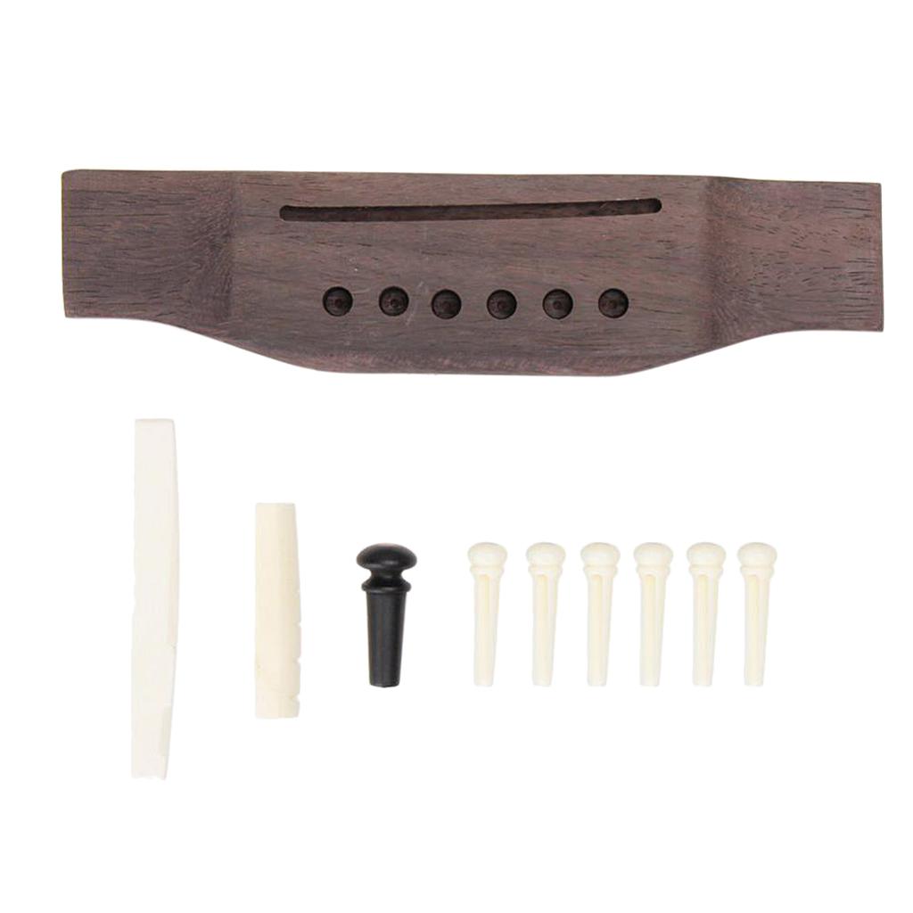 Guitar Ivory Saddle Nut & Bridge Endpin Pins & Ebony Bridge Replacement Parts