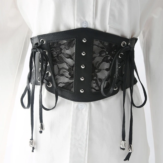 2022 Corset Belt Hollow Out Wide Belt Slim Belt Ladies Straps Lace Up Chain  Vest Elegant Fashion Corset Chest Slim Girdle,black