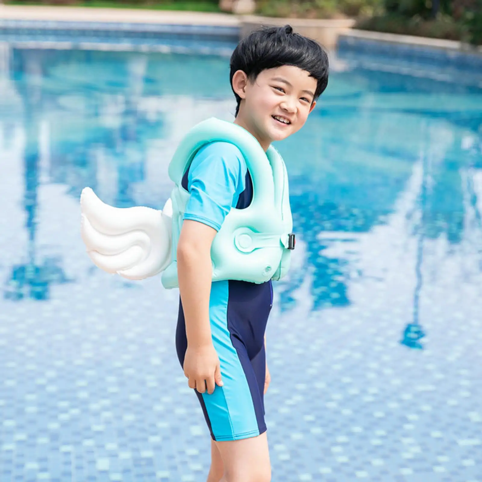 Deluxe Kids Swimming Pool Floats Baby Life Vest Swim Ring Inflatable Buoyancy Aids Beach Pool Photograph Angle Wing Swim Circle 