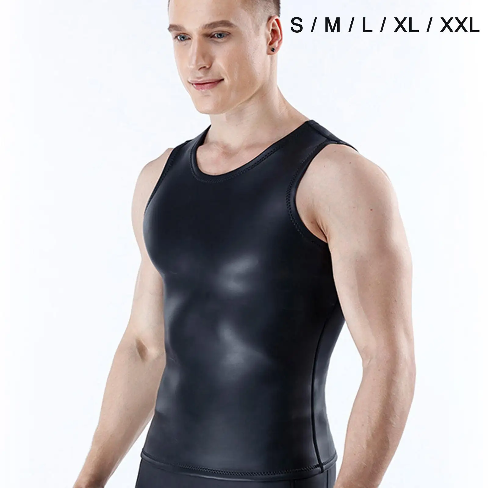 Wetsuits Vest Round Neck Super Elastic Quick Drying Men Diving Suit Tops for Running Spearfishing Water Sports Swimming Canoeing