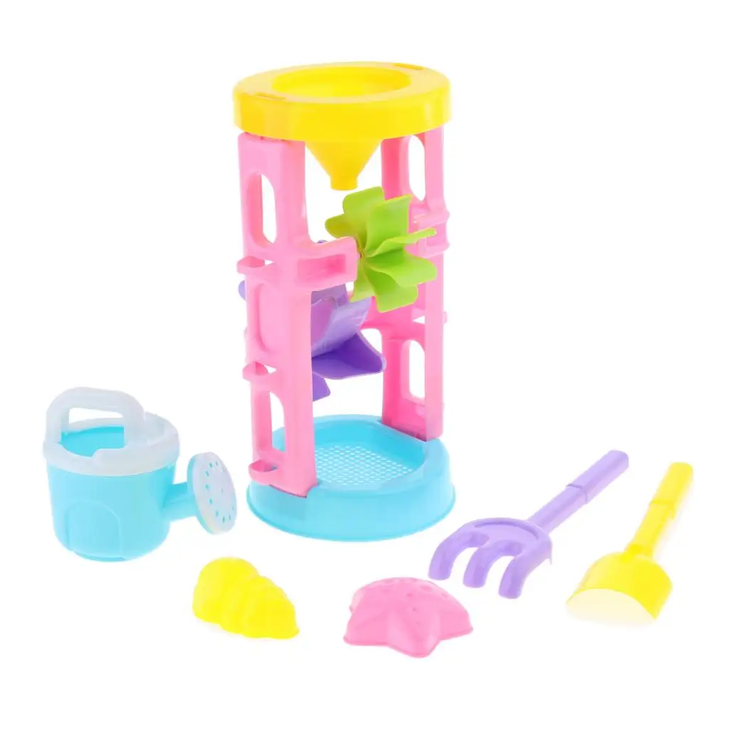  Color  Toy Set (6Pcs/Set) with Water Wheel, , Shovel, Rake,  (Random Color)