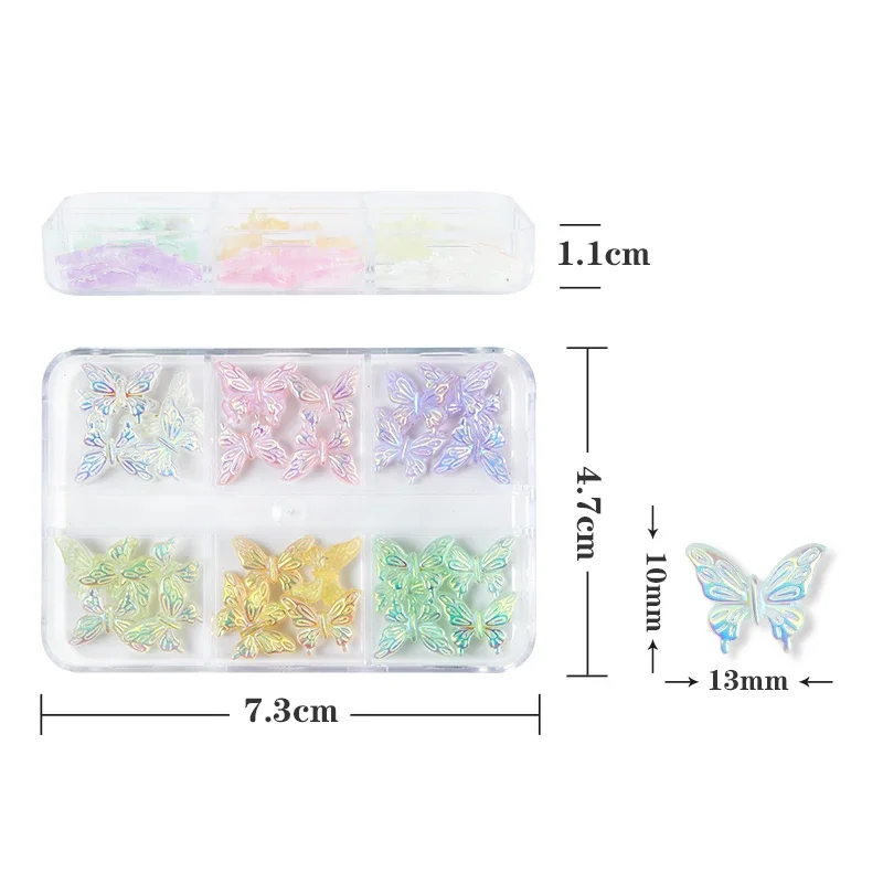 Best of 30pcs Iridescent Glitter Butterfly Nail Art Charms Aurora Butterfly Nails Decoration Jewelry Nail Supplies For Professionals Reviews & Tips - Image 6