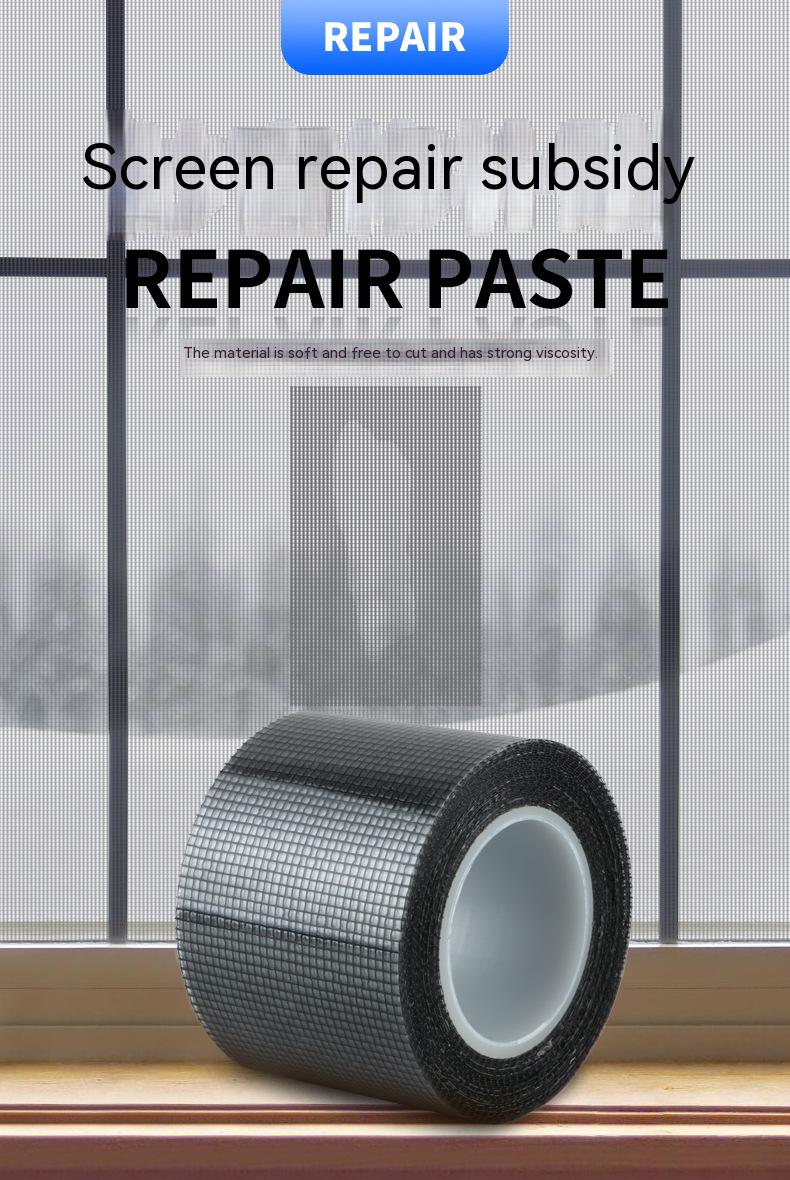 Description Picture 2 of item1 Rolls For Window Screen Repair Tape Door Screen Anti-mosquito Mesh Repair Kit Cover Fly Bug Net Window Hole Repaire Tape