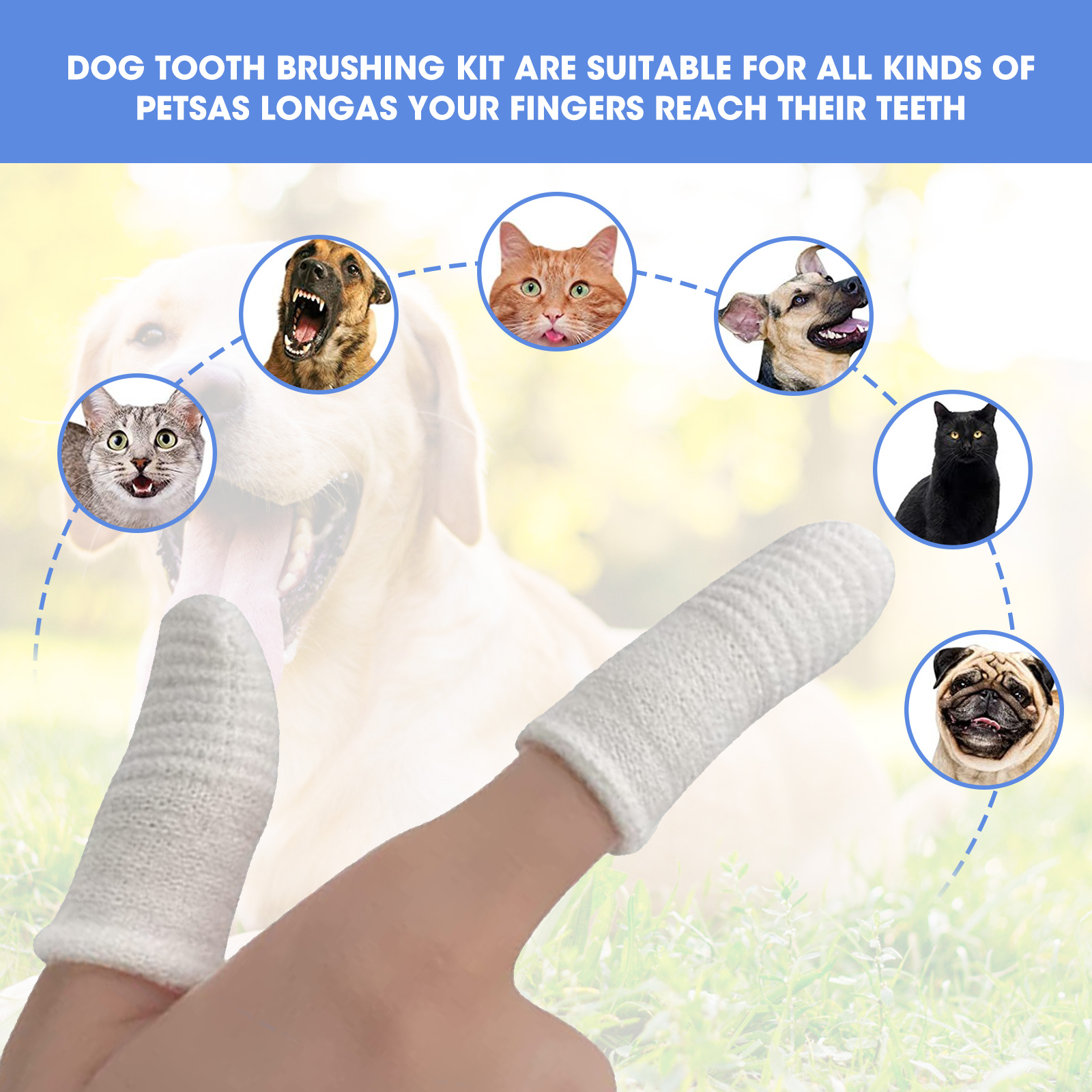 Title 11, 12pcs Pet Two-finger Brushing Finger Cots Puppy...