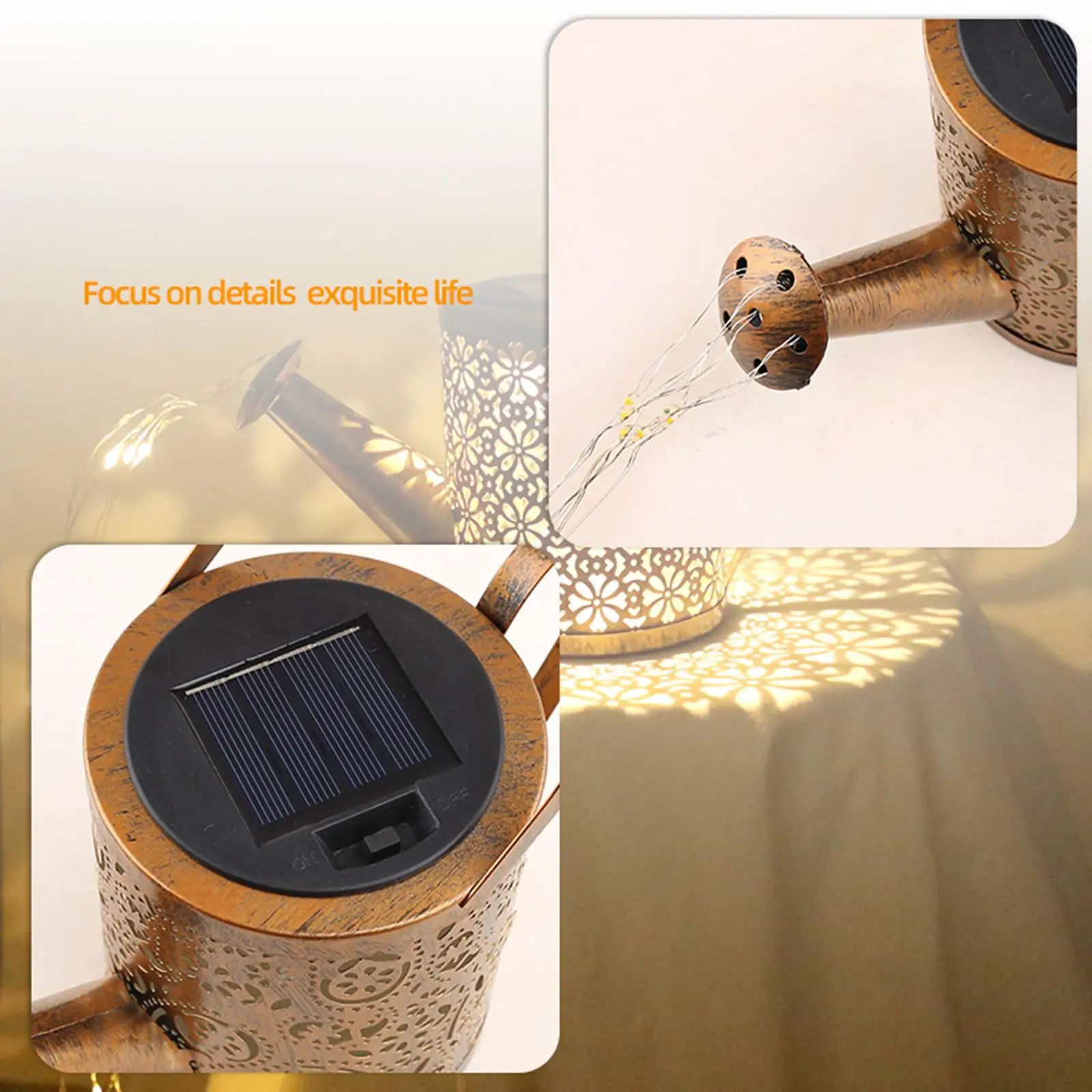 Iron Star Shower Garden Art Light Solar Power Light LED Lamp Decoration A