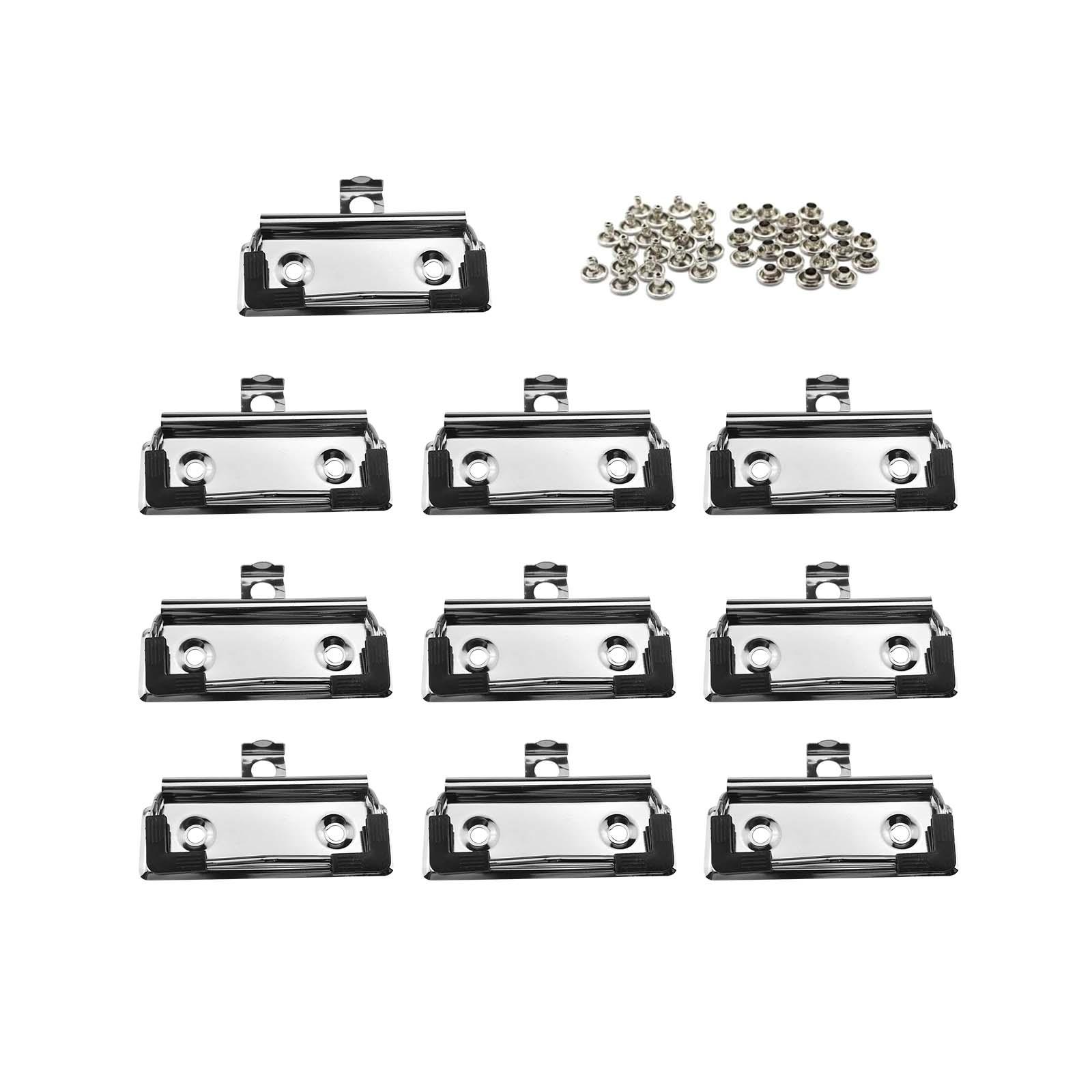 10 Pieces Clipboard Clips Mountable with Rubber Feet Hardboard Clips Spring Loaded Surface Mount Handle Hook for Office Supplies