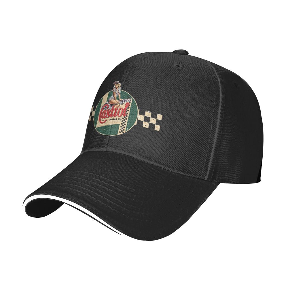 Castrol Vintage Racing Stripe Pin Up Girl_ 68313263 Mehrfarbige Mütze mit Schirmmütze für Damen, personalisiertes Visier, winddichte Hüte – Detail 1