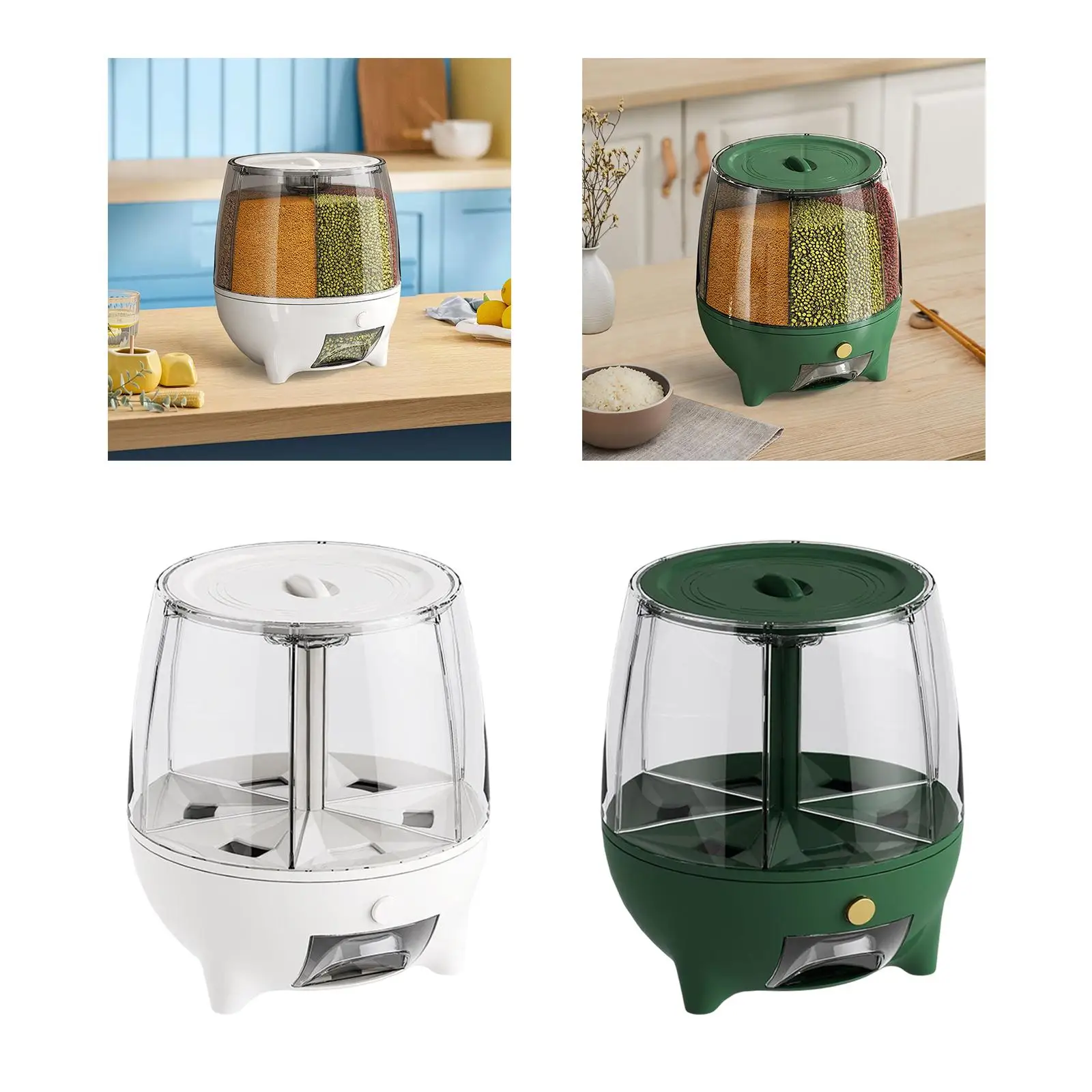 Cereal Dispenser Rotating Easy Control Measuring Airtight Bucket Multi Rotating Rice Food Dispenser for kitchen Bean Rice