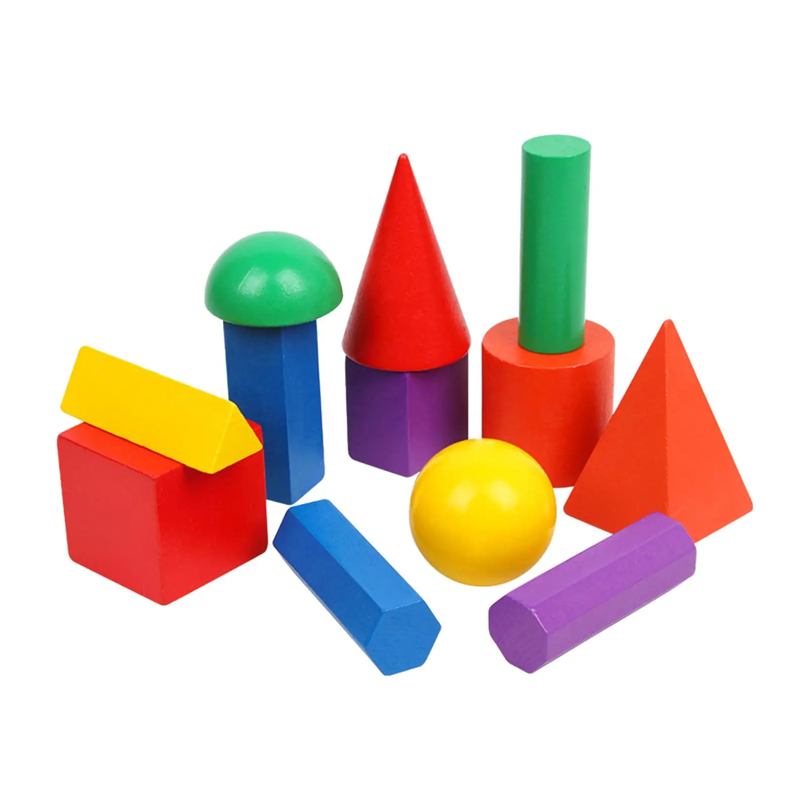 12x Montessori 3D Shapes Geometric Solids Learning Toys Teaching Aids Educational Large Size Pattern Blocks for Preschool Gift