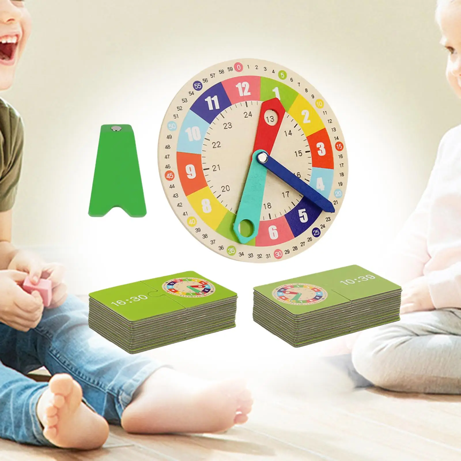 Montessori Wooden Clock Kids Toys Durable for Homeschool Classroom Preschool