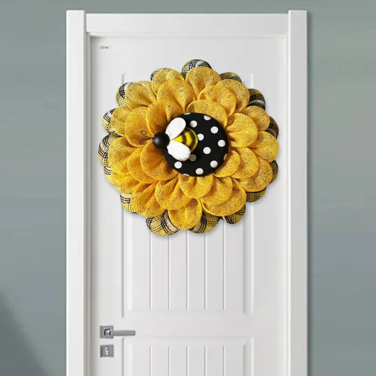 Bee Flower Wreath, Artificial Bee Wreath Spring Summer Decoration, Front Door Wall Window Wreath, Home Decor
