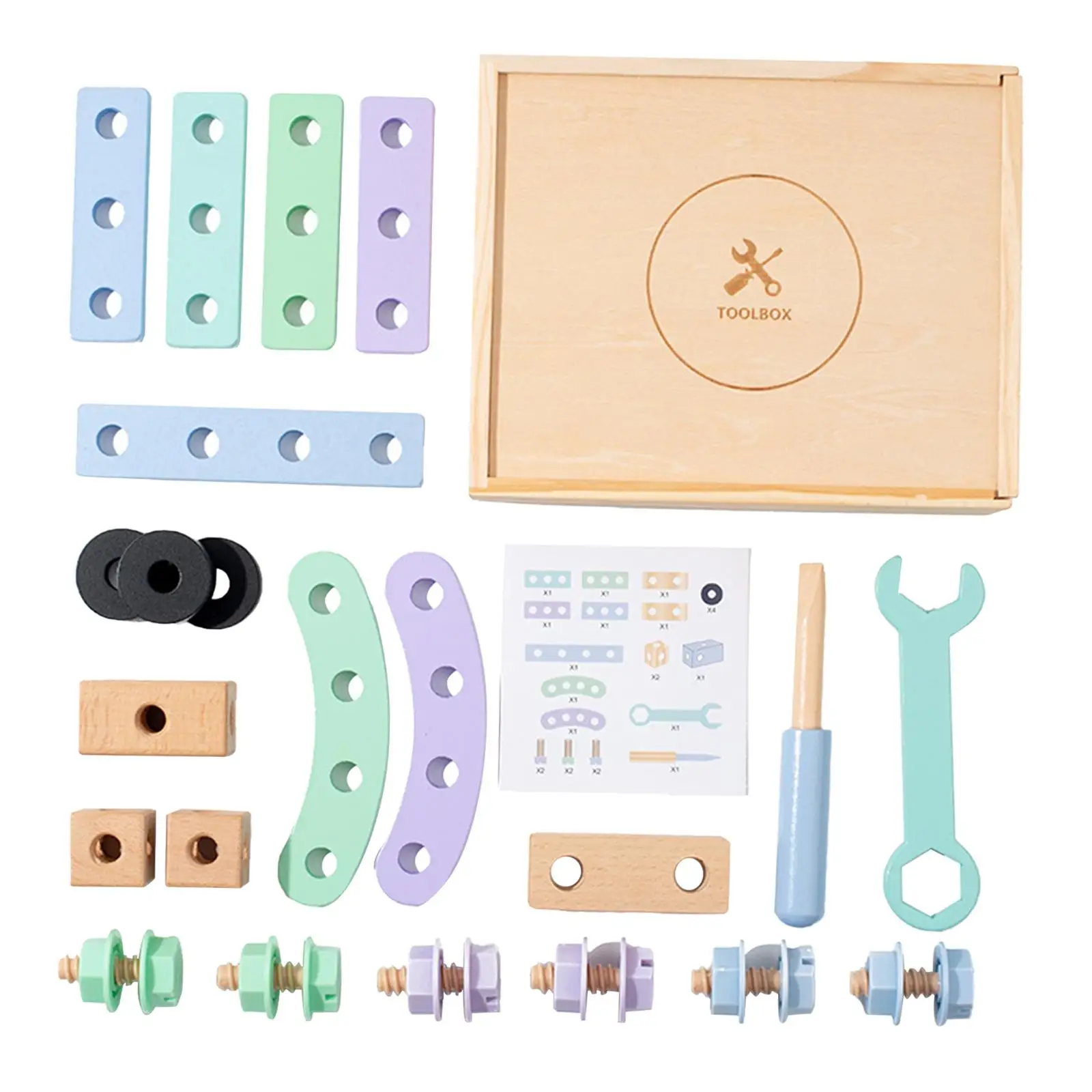 Wooden Repair Tool Box Toy Stem Learning Toys Creative Hand Eye Coordination Sturdy DIY Montessori for Teens Kids Baby