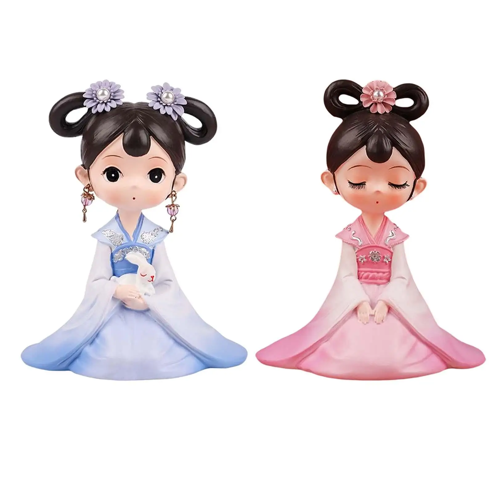 Chinese Ancient Girl Doll Hanfu Girl Statue Resin Collectible Figurine Decoration Ornaments for Home, Bedroom, Bar Ornament