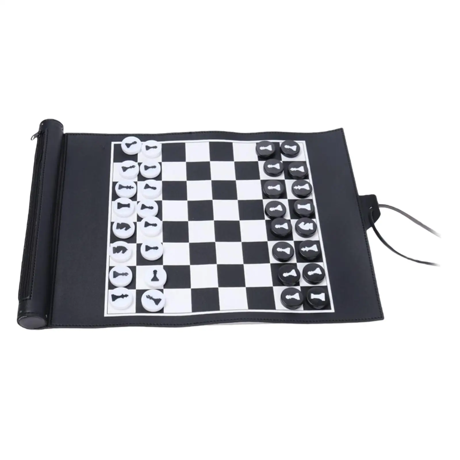 Folding  Set 32 Black White Chessmen Board Game for All Levels