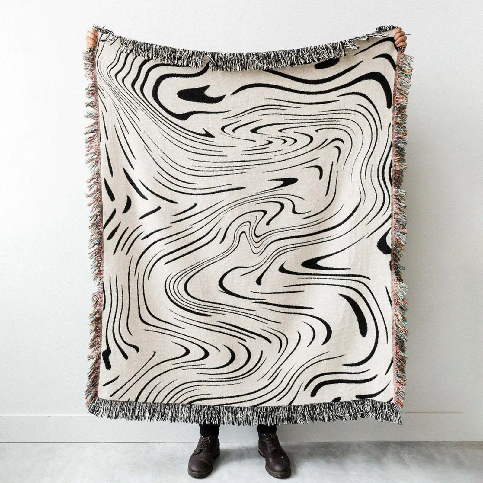 Casual Blanket Water Ripple Versatile Table Cover Wall Hangings Carpet Decoration for Bedspread Travel Dorm Living Room Home
