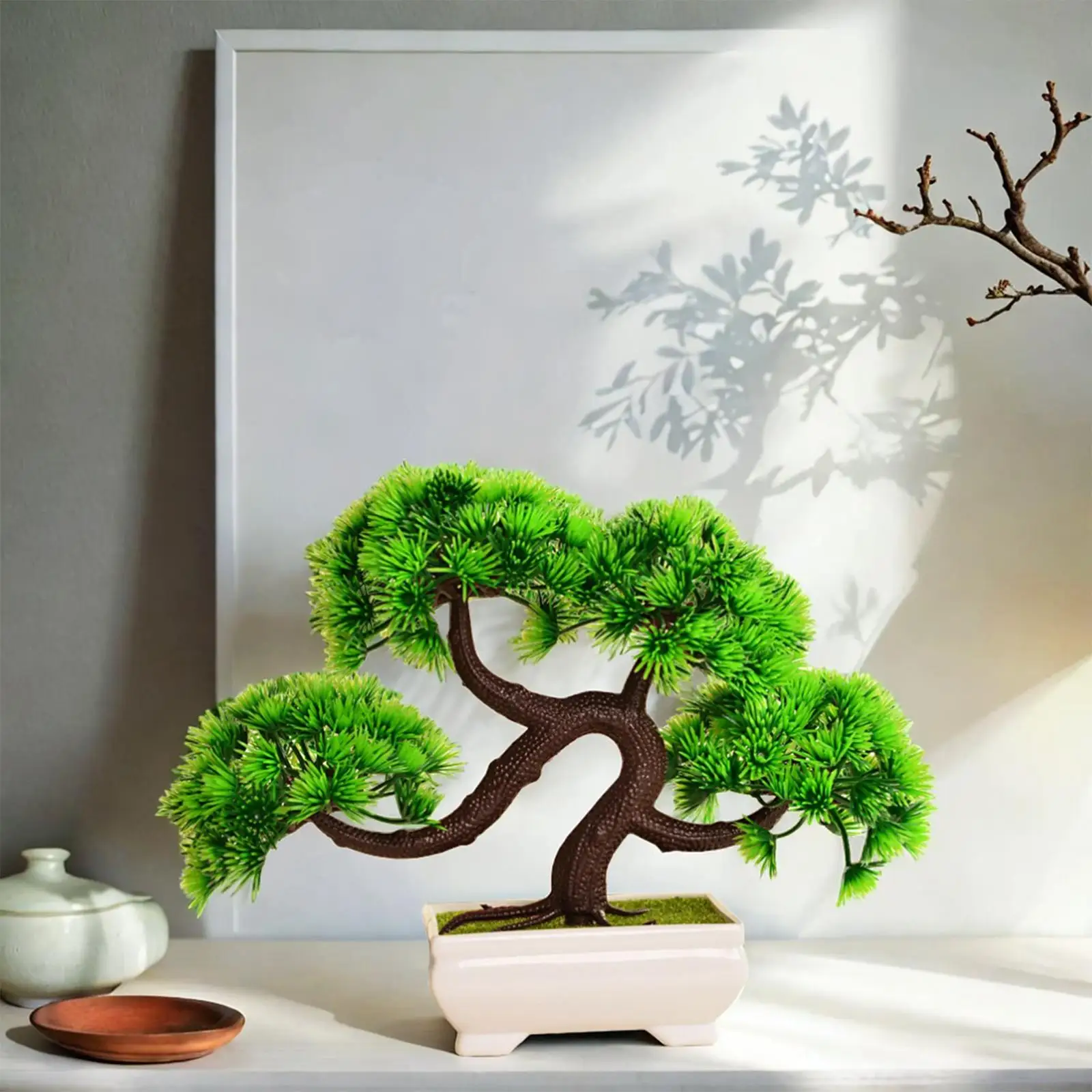 Artificial Bonsai Tree Desktop Small Fake Tree for Bookshelf Office Tabletop