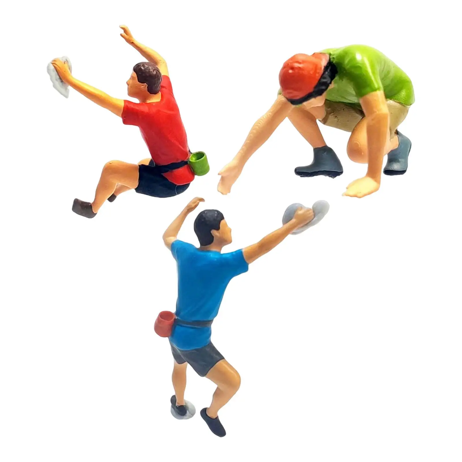 3Pcs Resin 1:87 Rock Climbing Figure Collections Miniature Scene Accessories