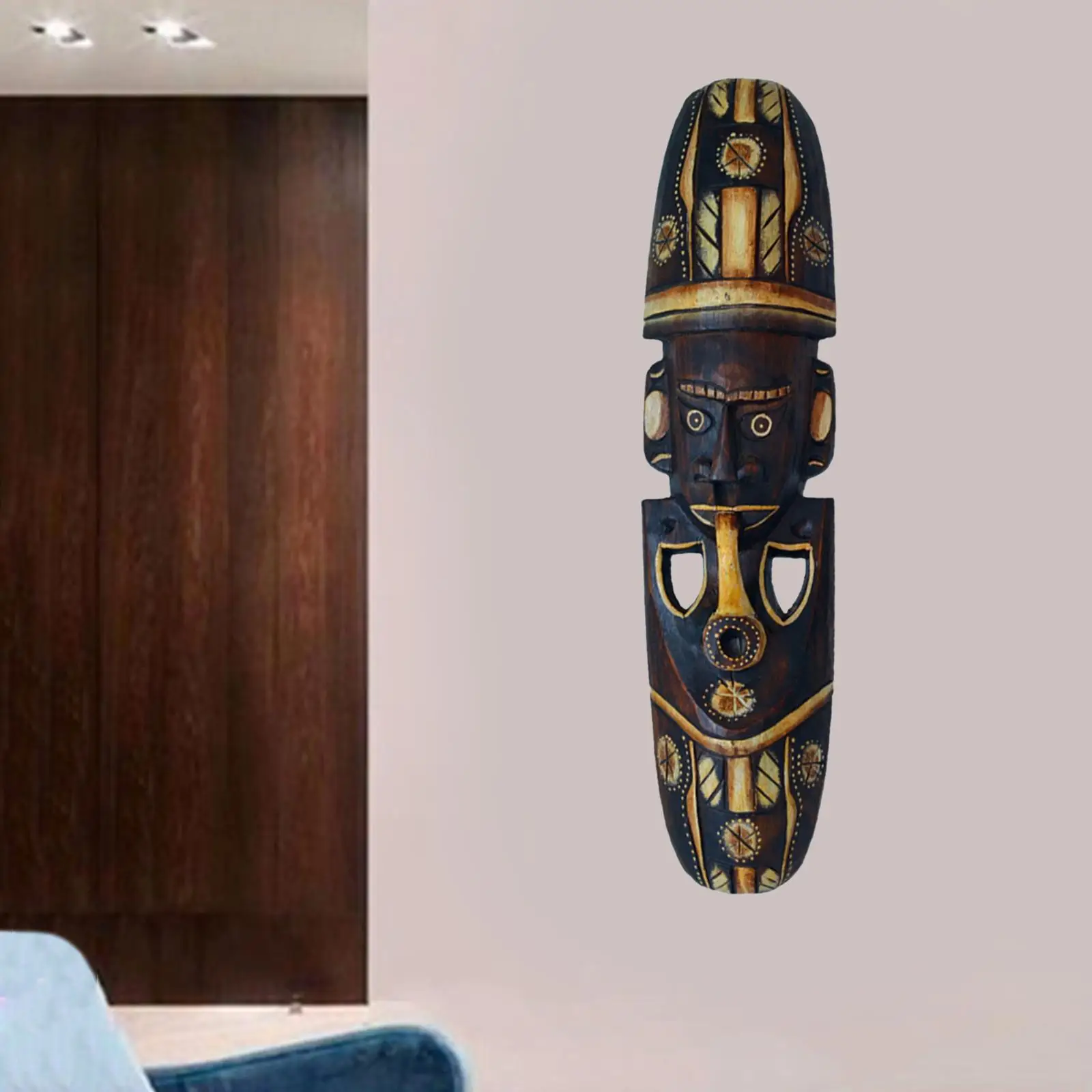 30/50cm African  Decor  Wall Decor Aboriginal Statue Africa Scratch Wooden Forest Exotic Solid Wood Mask African Crafts for Bar