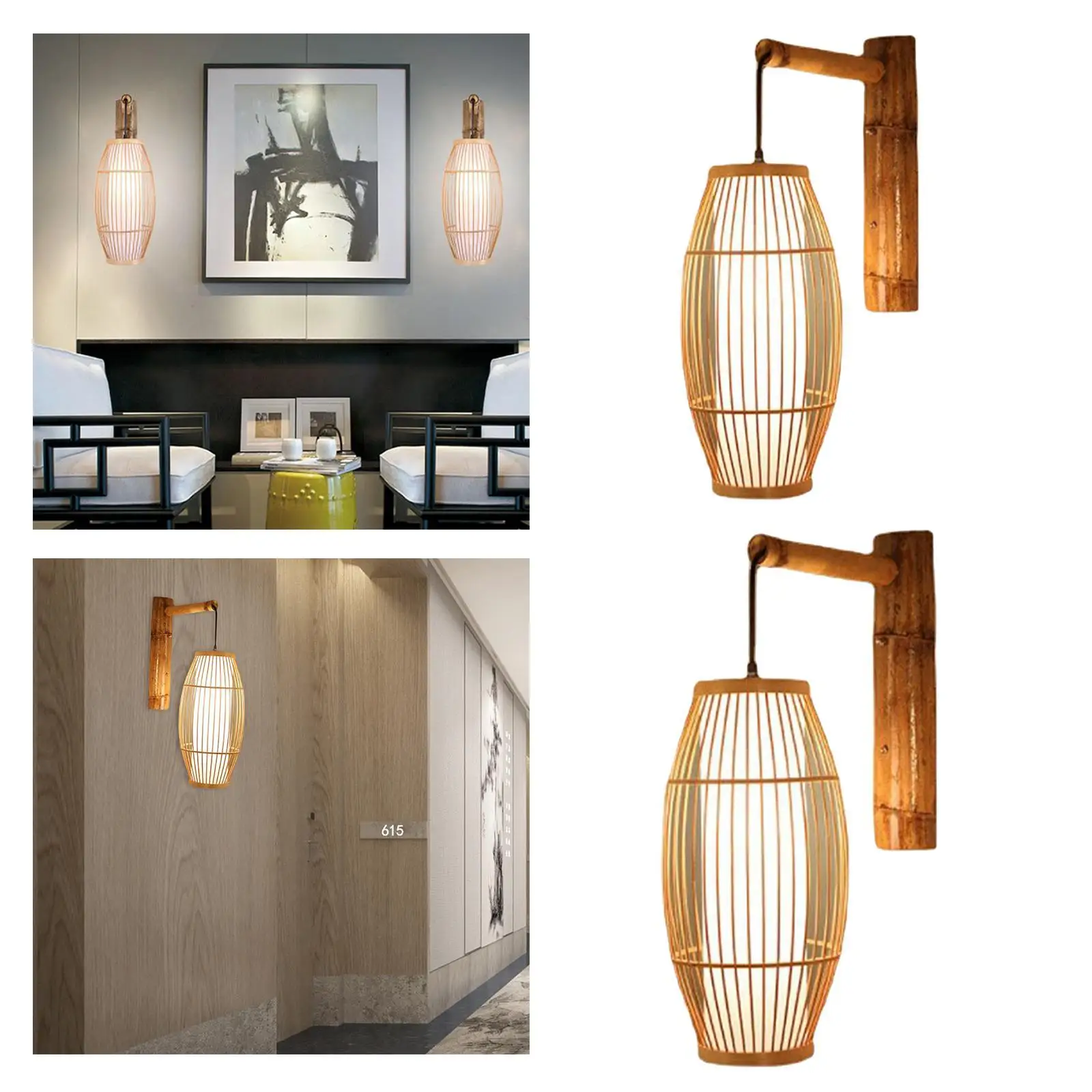 Chinese Style Bamboo Wall Chandelier Imitation Parchment Creative E27 Novelty Wall Lamp Lantern  Lobby