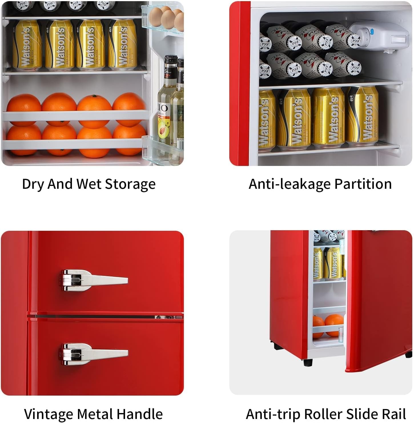 Title 3, Mini Compact Fridge Retro Refrigerator, Double-...