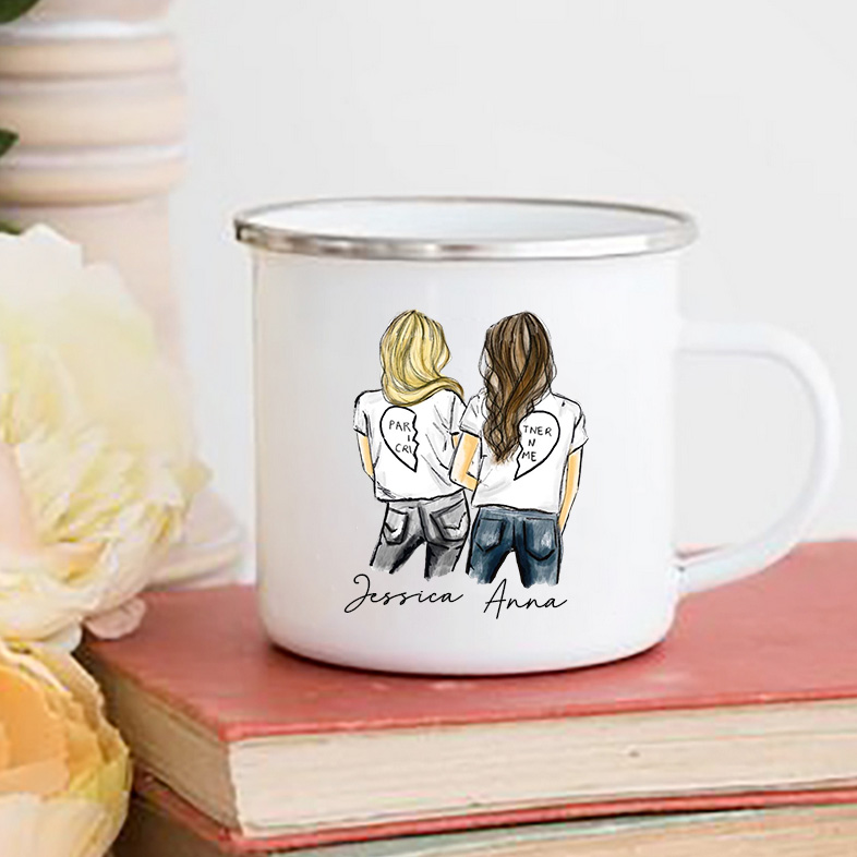 Personalised Best Friend Mug Customized Name Coffee Mugs Drink Wine Juice Tea Cups Cartoon Girls Printed Cup Gifts for Friends