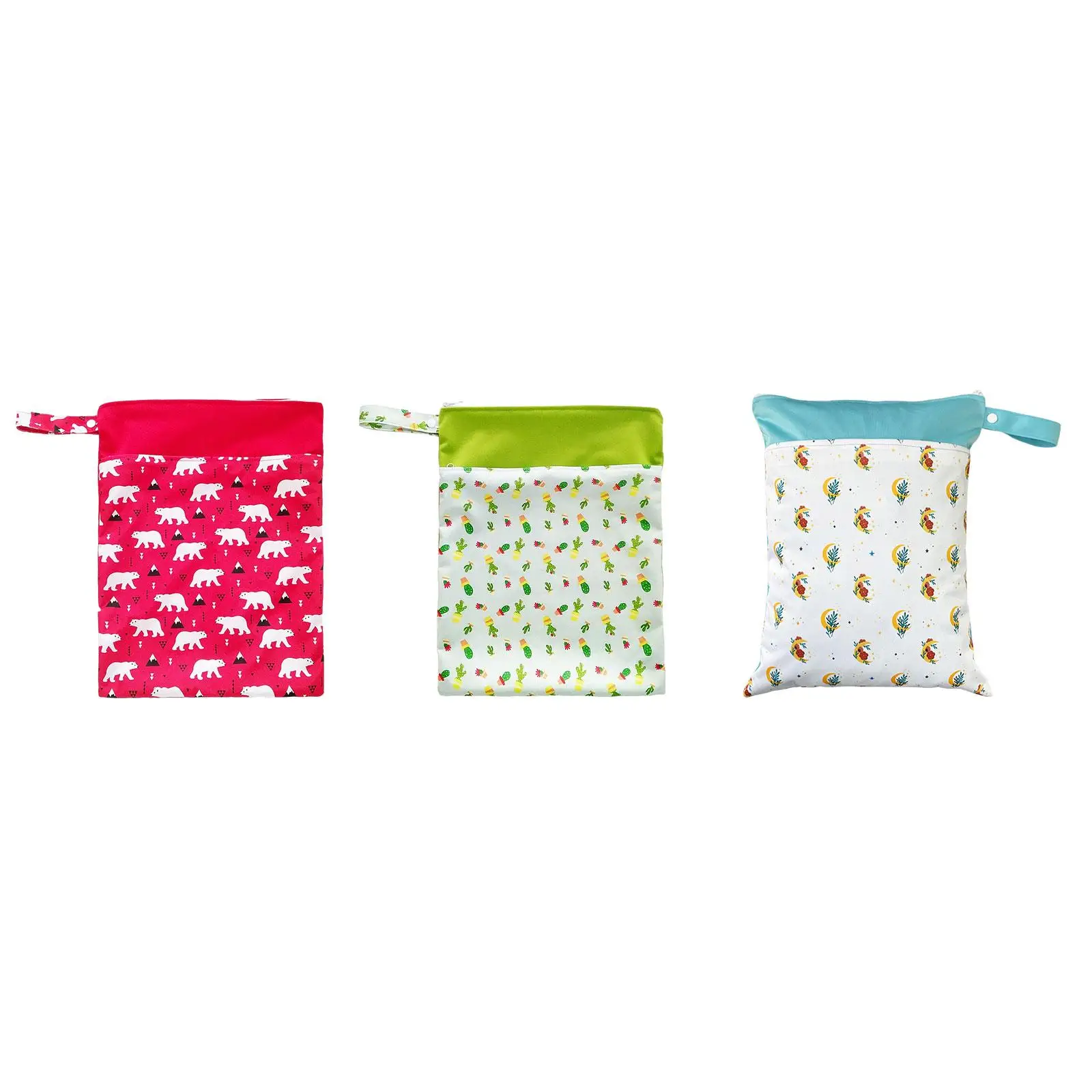 Wet and Dry Bag for Baby Cloth Diapers Portable Baby Nappy Laundry Storage Bag Double Zippers Pockets for Swimsuits Wet Clothes