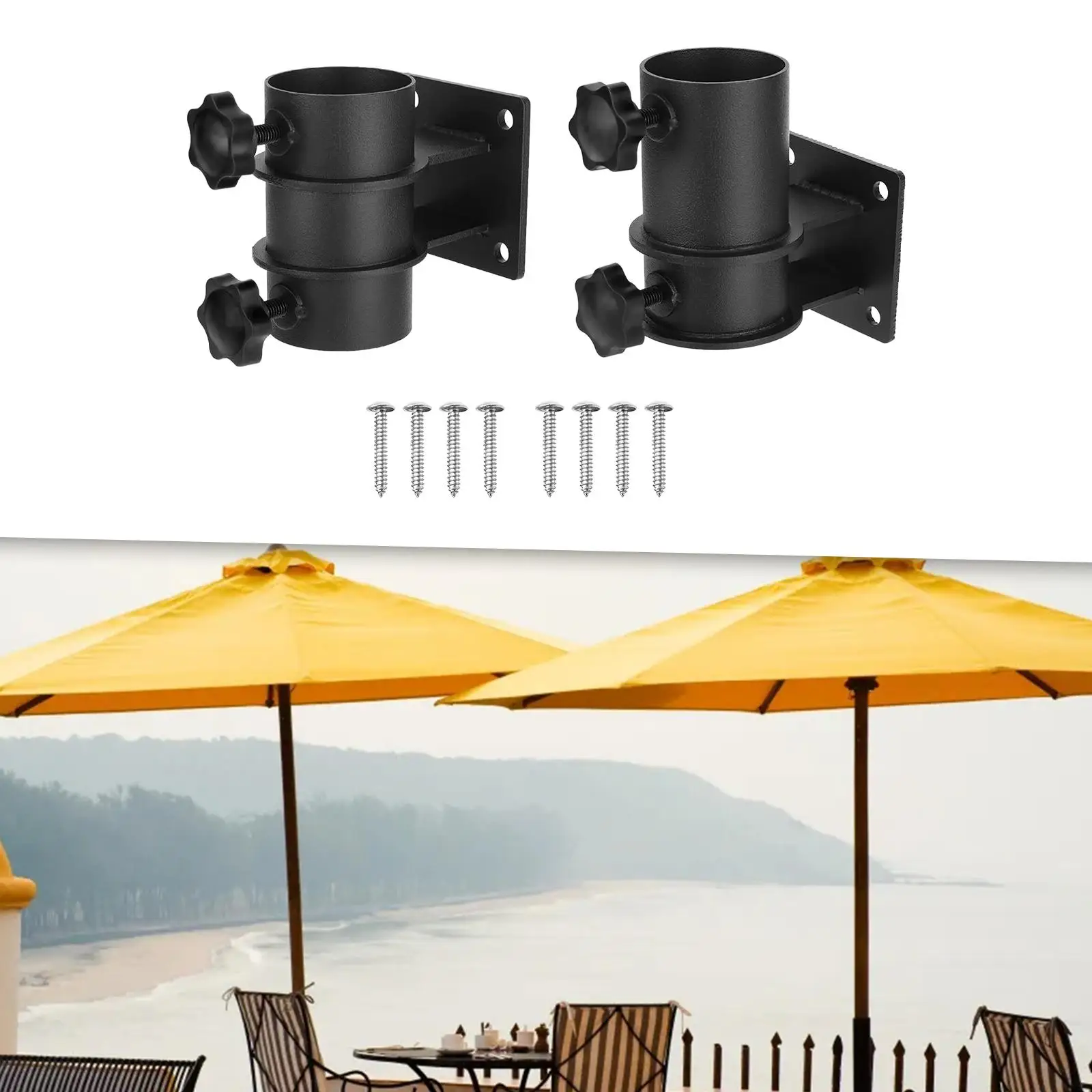 Umbrella Base Stand Fits 30mm-50mm Pole with Screws Sun Shelter Parasol Umbrella Mount for Docks Beach Outdoor Backyard Fittings