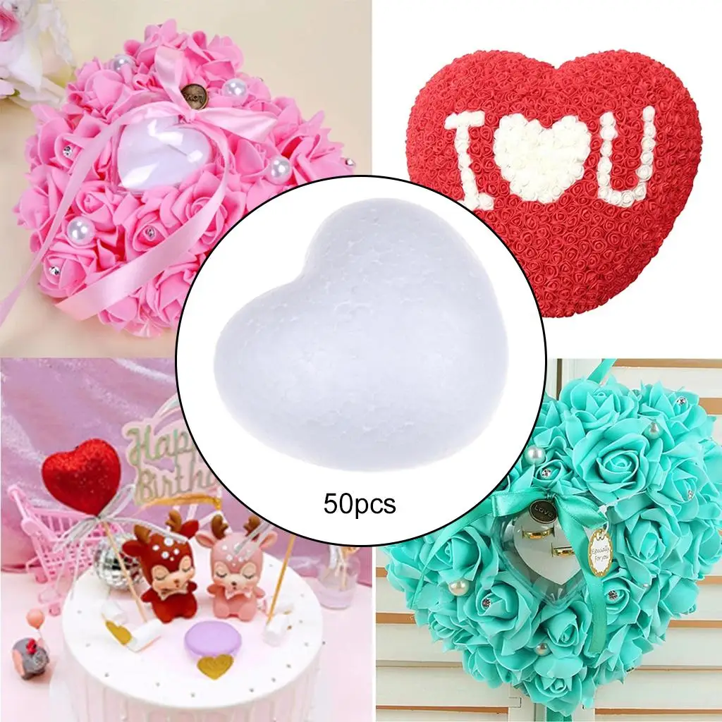 100/50/60Pcs Heart Shape Wedding Ornaments Styrofoam Polystyrene Foam Materials for Kids Crafts DIY Modeling Handmade Toys